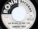 northern soul 45 BARBARA WEST CONGRATULATIONS BABY/GIVE ME BACK THE MAN I LOVE