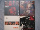 4 HEAVY METAL ALBUMS HERESY, HOSANNAS, MIA AND POST MORTEM. SEE DESCRIPTION.
