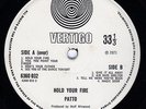 PATTO Hold Your Fire VERY RARE ORIG UK 1972 VERTIGO SPIRAL EX LP + Inner.