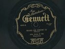 Jelly James & his Fewsicians 78 RPM Make Me Know It / Georgia Bo Bo GENNETT 6045