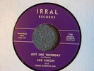 Joe Simon Just Like Yesterday / Only A Dream Irral 778 M- Northern Soul