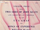Orig VINCENT PRICE Reads JOHN KEATS/UTA GRAF Sings William Blake LP SPA Records