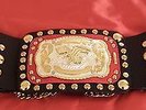 ELVIS EAGLE & LION BELT FOR 70S ELVIS JUMPSUIT IN BLACK & RED