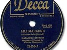 Rare MARLENE DIETRICH 78 RPM Record. Lili Marlene. Decca 23456