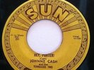 Johnny Cash, Cry Cry Cry / Hey, Porter on original Sun 221, with puch marks