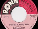 Northern Soul - Barbara West - Congratulations baby - original US Ronn label