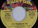 70's Soul Funk Breaks 45 LEROY HUTSON All Because Of You CURTOM HEAR VG++