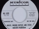 Northern Soul 45 DEAN PARISH Bricks, Broken Bottles & Sticks MUSICOR HEAR