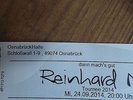 2 Konzertkarten Reinhard Mey   Osnabrück  24.September 2014