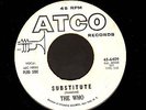 THE WHO Substitute 45 on ATCO 6409 rare promo wlp