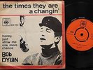 BOB DYLAN The Times They Are A Changin'  Danish 45 + PS 7