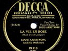 LOUIS ARMSTRONG and his Orchestra on 1950 Decca 27113 - La Vie En Rose