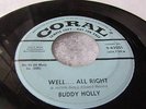 BUDDY HOLLY  RARE DOO WOP TEENER ROCKABILLY CORAL PROMO 45 WELL...ALL RIGHT