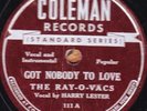 78-JAZZ/BLUES-RAY O VACS-TRAVEL ON/GOT NOBODY TO LOVE on COLEMAN-