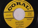 CRICKETS: Maybe Baby / Not Fade Away 45 (dj, w/ company sleeve) rare Oldies