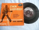 C'MON EVERYBODY,EDDIE COCHRAN,1958 LONDON,ROUND CENTER,MISPRESSED BACK LABEL,EX
