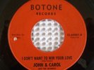 JOHN & CAROL w/ THE SAVONICS Rare Orig Northern New Breed Mod Soul 45 BOTONE VG+