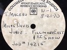 MILES DAVIS 3 ONE SIDED ACETATES - Fillmore East shows June 1970 Teo Macero