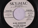 WILLENE BARTON: Rice Pudding / Bossa Nova Twist 45 (dj) rare Blues & R&B