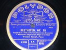 PIANO 78 rpm RECORD Polydor WILHELM KEMPFF Beethoven Op. 78 RARE
