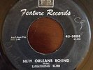 BLUES 45rpm  Lightning Slim NEW ORLEANS BOUND  1954 1st pressing on Feature 3008
