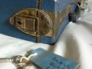 Rare 12-inch slimline vintage record case with keys plus 17 Harry Lauder 78rpms