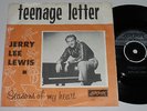 Mega rare Jerry Lee Lewis single 45 Teenage letter Danmark UK Export Exc/Exc