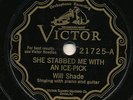 WILL SHADE VICTOR 21725 BLUES 78 RPM RECORD E- (OF MEMPHIS JUG BAND)