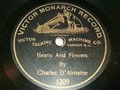ANTIQUE 78 RPM RECORD VICTOR MONARCH 1209 CHARLES D'ALMAINE HEARTS AND FLOWERS