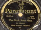 PRE-WAR BLUES 78 BLIND LEMON JEFFERSON THAT BLACK SNAKE MOAN PARAMOUNT 12407