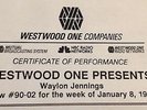 WAYLON JENNINGS - WESTWOOD ONE RADIO BROADCAST LP - #90-02; LIVE AT GILLEY'S