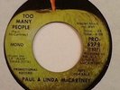 PAUL & LINDA McCARTNEY UNCLE ALBERT TOO MANY PEOPLE APPLE 45 PROMO MONO PRO-6279