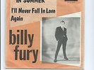 BILLY FURY very rare Danish 45 In Summer Decca 1963