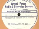 JOHN F KENNEDY AFRTS Radio Transcription LP Oct '62 Cuba presidential speech JFK