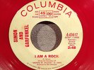 RARE RED VINYL SIMON & GARFUNKEL I AM A ROCK WL DJ PROMO 45 EX COLUMBIA #4-43617
