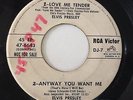 Elvis Presley - Love Me Tender 45 - RCA 47 6643 WHITE LABEL PROMO DJ 7 - RARE