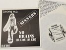 CANADA 45 SINNERS no brains (required) KBD PUNK ROCK PRIVATE P/S INSERT 7