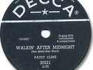 Rare PATSY CLINE Country 78 RPM Record Walkin' After Midnight/A Poor Man's Roses