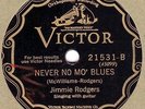 78rpm Country – Jimme Rodgers – Victor 21531 – Never No Mo' Blues - E+