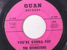 rare Soul 45 RIVINGTONS you're gonna pay QUAN Listen