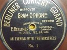An Evening With The Minstrels  Berliner Concert Grand 5286  One Sided  78 rpm