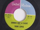 rare Soul R&B 45 TRINI LOPEZ sinner not a saint UNITED MODERN Hear