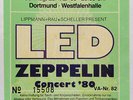 LED ZEPPELIN  original 1980 Concert Ticket Germany Vintage Pink Floyd Jimmy Page