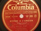 Edith PIAF - FRENCH 78 RPM COLUMBIA Hymne à l'amour / La p'tite Marie EX