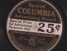 Special Columbia Advertising Record, Henry Burr on 78 rpm Columbia 1908