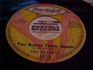 Northern Soul 45 Accents One-derful 4833 YOU BETTER THINK AGAIN