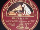 Isolde Menges violin/Harold Samuel-Bach Sonata 3 in E 2x HMV C-1632/1633 78 rpm