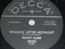 PATSY CLINE - Decca 78 rpm - WALKIN AFTER MIDNIGHT