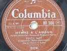 78 RPM EDITH PIAF HYMNE A L'AMOUR /LA P'TITE MARIE columbia BF 306 free shipping