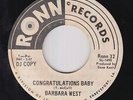 Crossover/Deep Soul 45 - Barbara West - Congratulations Baby - Ronn - VG+ mp3